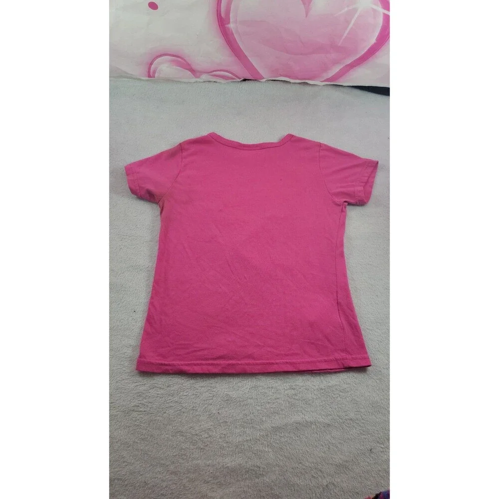 Official 2016 Barbie Pink Glitter Heart Graphic Tee Top Girls Size 7/8 XXS XS